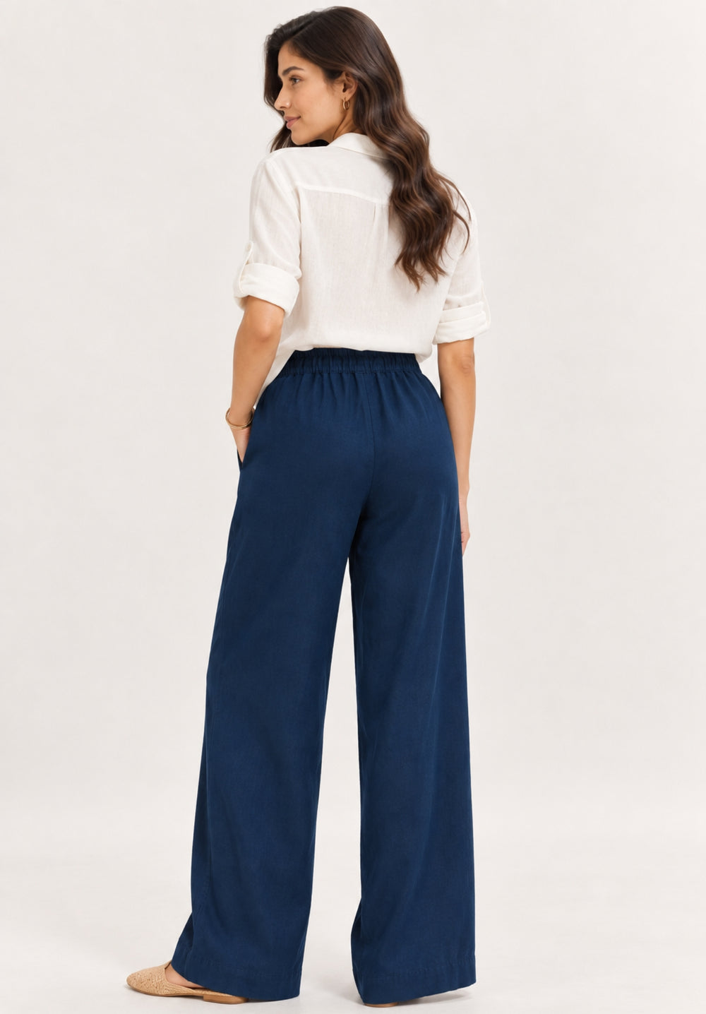 Lounge Dreams Linen Trousers - Navy Blue back