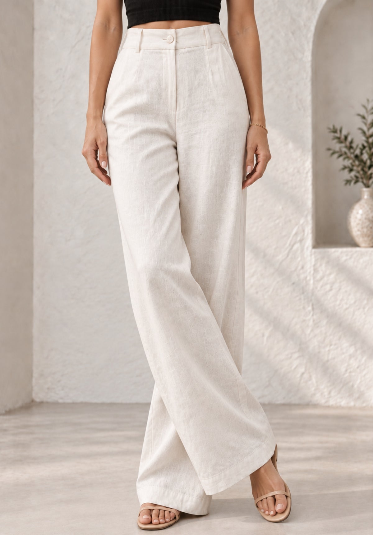 Cotton Linen Wide Leg Trouser view 2