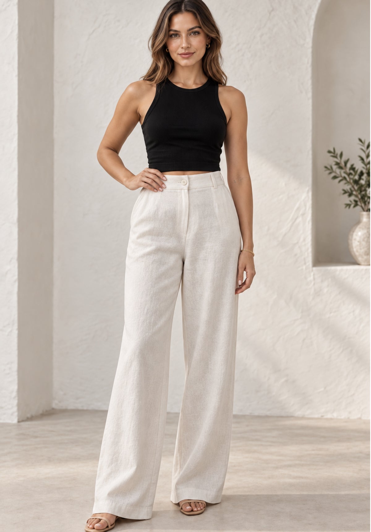 Cotton Linen Wide Leg Trouser view 5