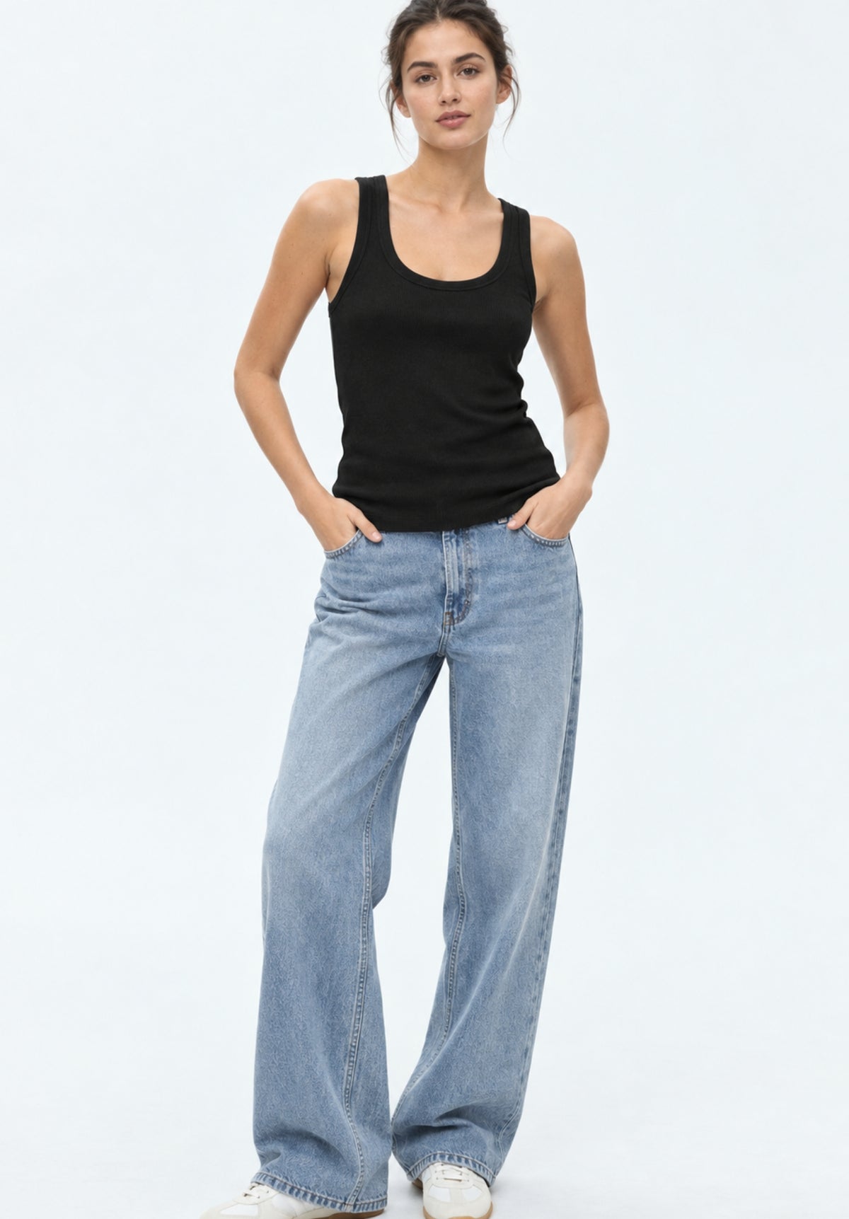 Black Pure Cotton Tank Top view 4