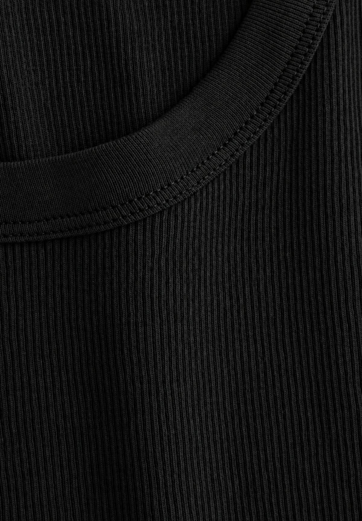 Black Pure Cotton Tank Top view 5
