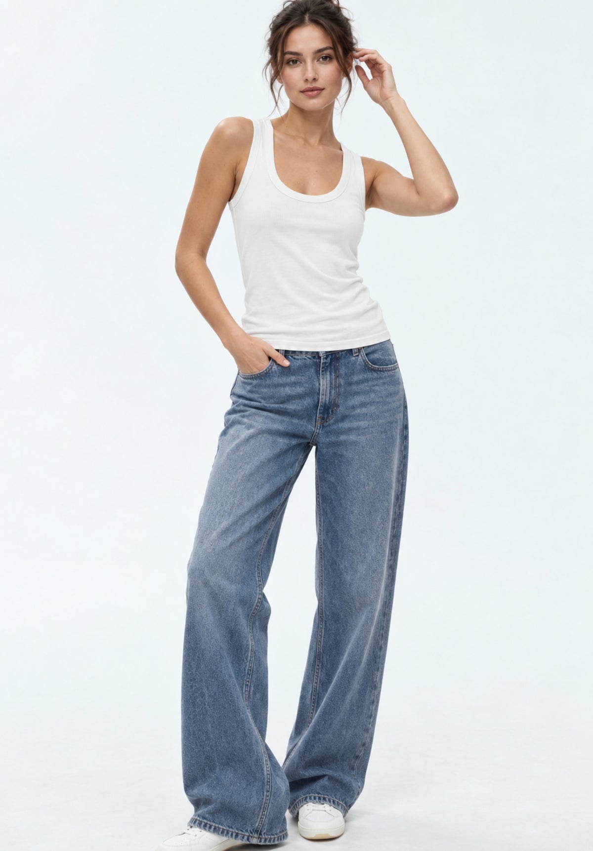 White Pure Cotton Tank Top view 4