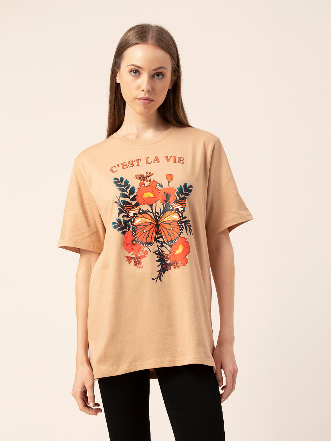 Side view of C'est La Vie oversized t-shirt