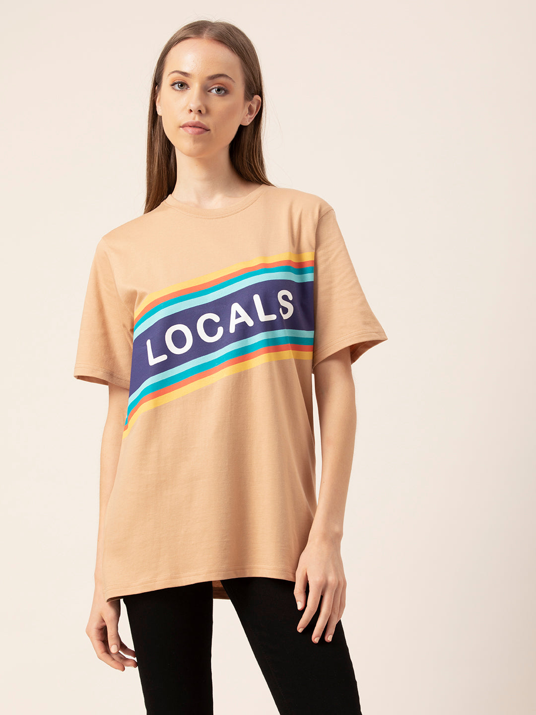 Side view of Locals oversized cotton t-shirt