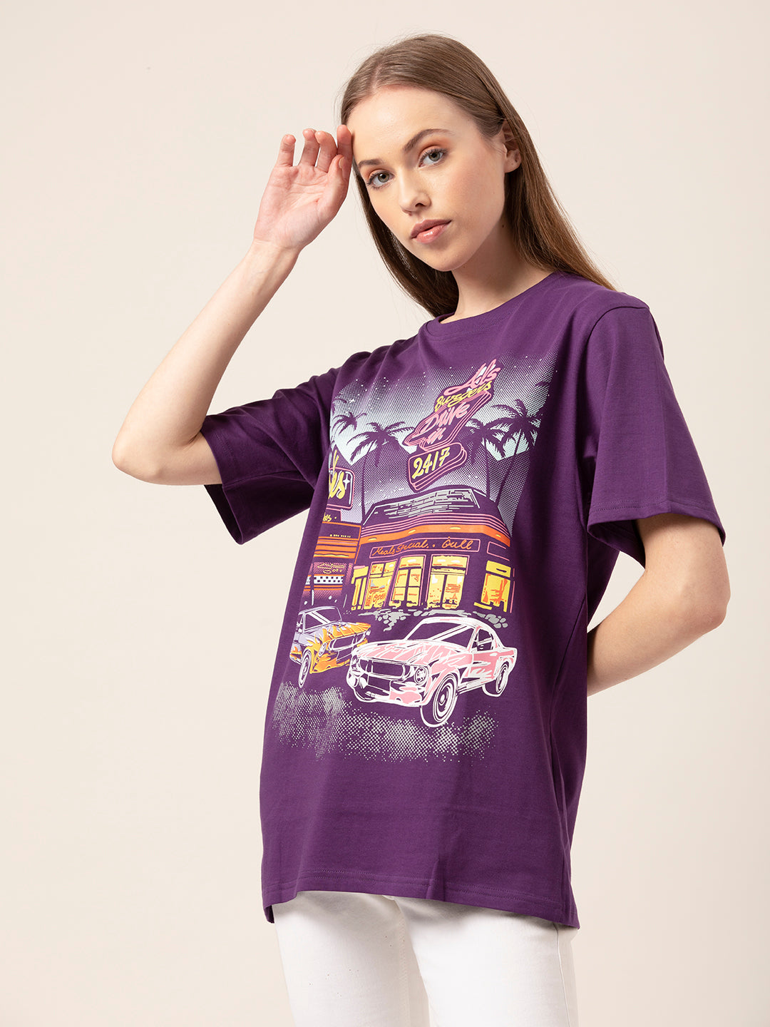 Side view of Cars oversized t-shirt