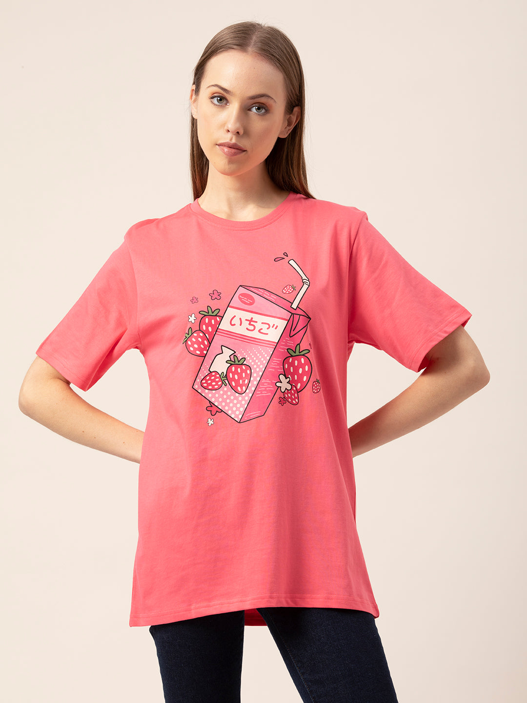 Side view of Juice Box oversized t-shirt