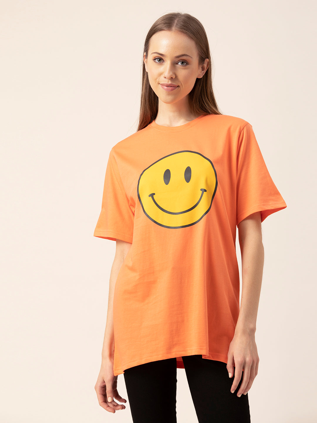 Close-up of Smiley graphic print