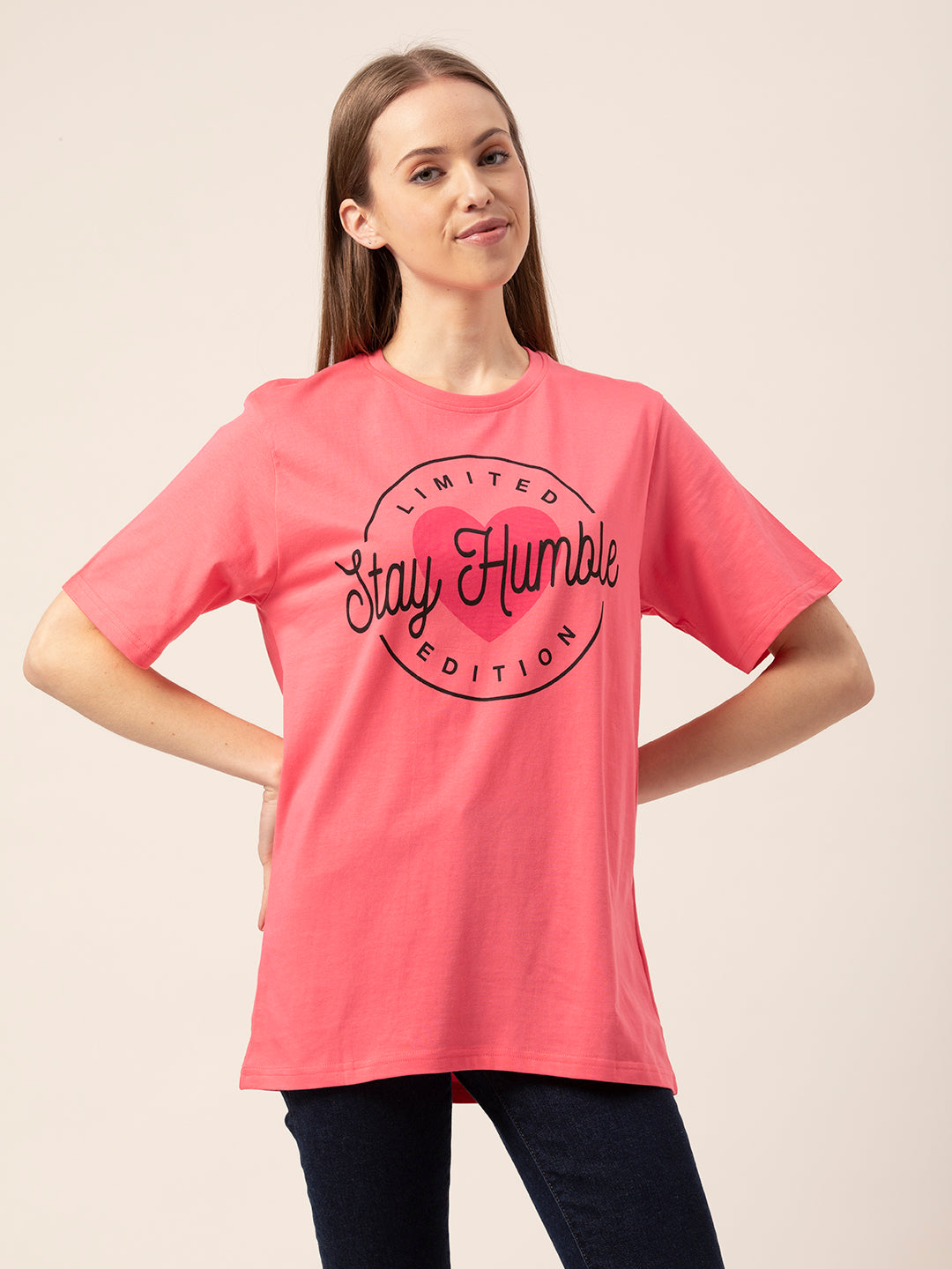 Stay Humble oversized t-shirt drop shoulder side view