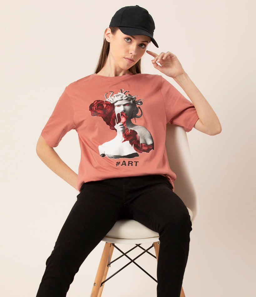 Front view of Art Sculpture oversized cotton tee