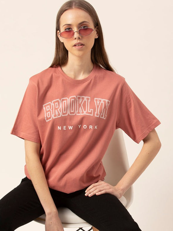 Front view of Brooklyn oversized cotton tee