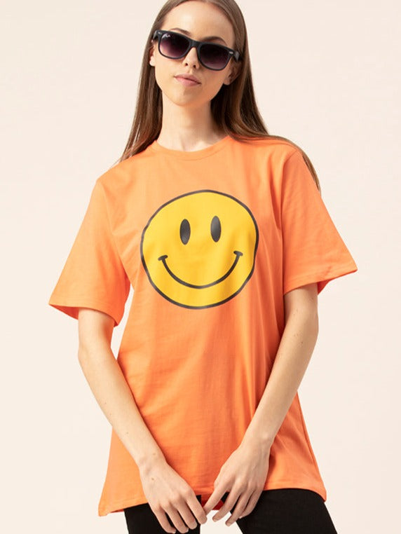 Front view of Smiley oversized cotton t-shirt