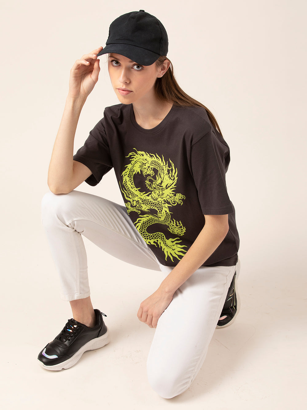 Dragon Print graphic tee oversized fit lifestyle shot