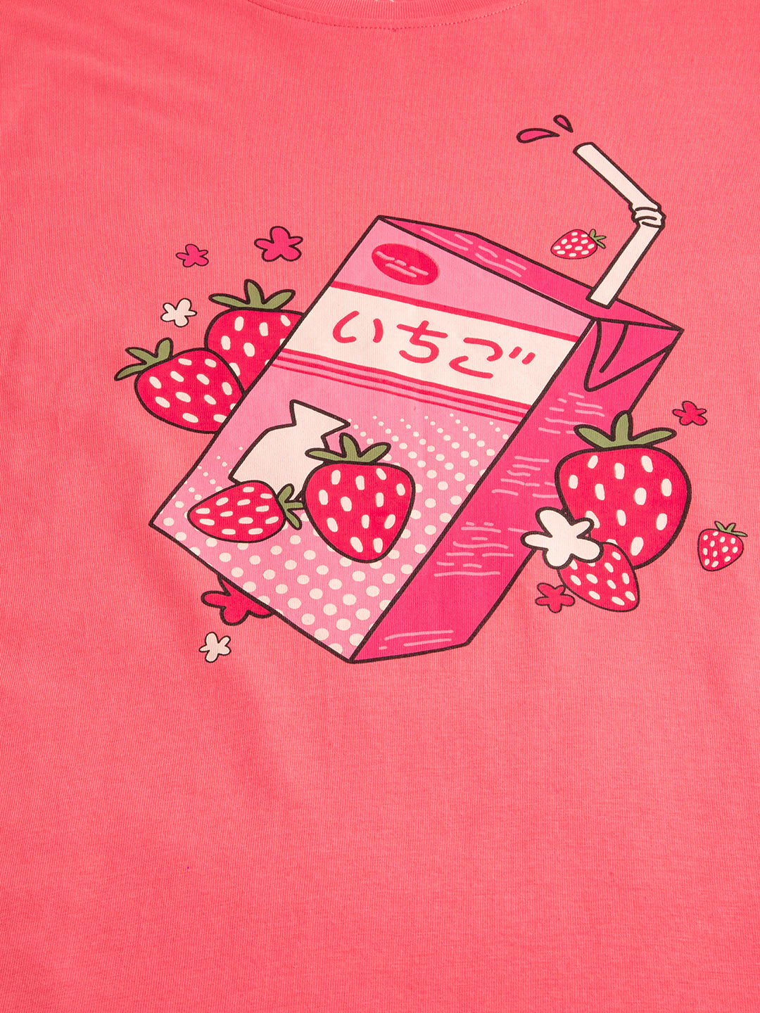 Close-up of Juice Box graphic print on cotton tee