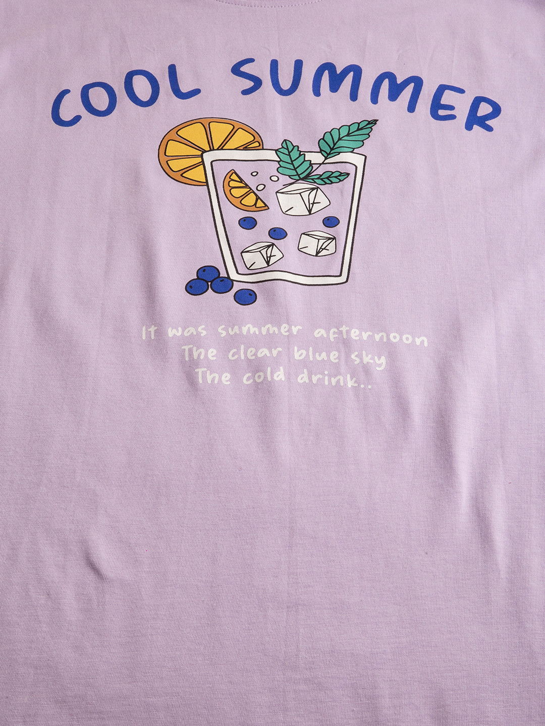 Cool Summer print close-up on bio-washed cotton tee