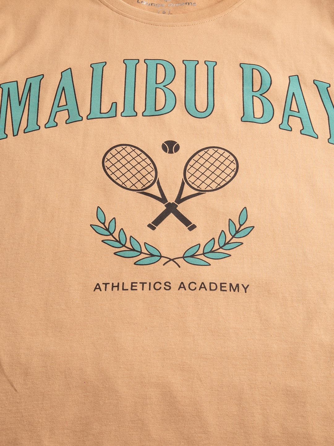 Malibu Bay print close-up on bio-washed cotton tee