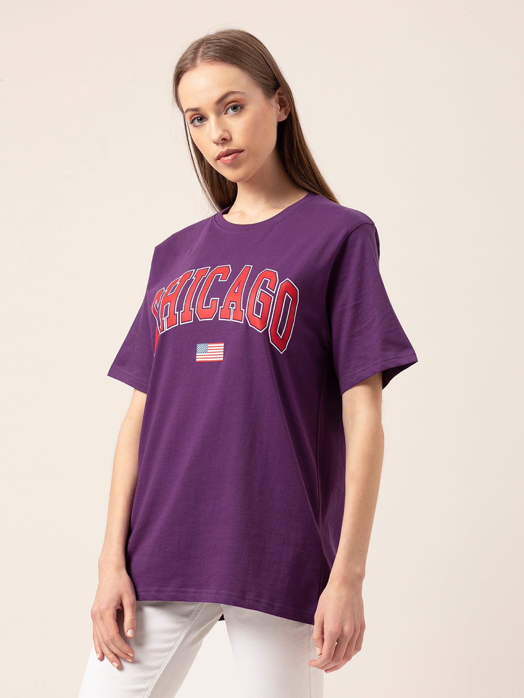 Chicago print close-up on bio-washed cotton tee