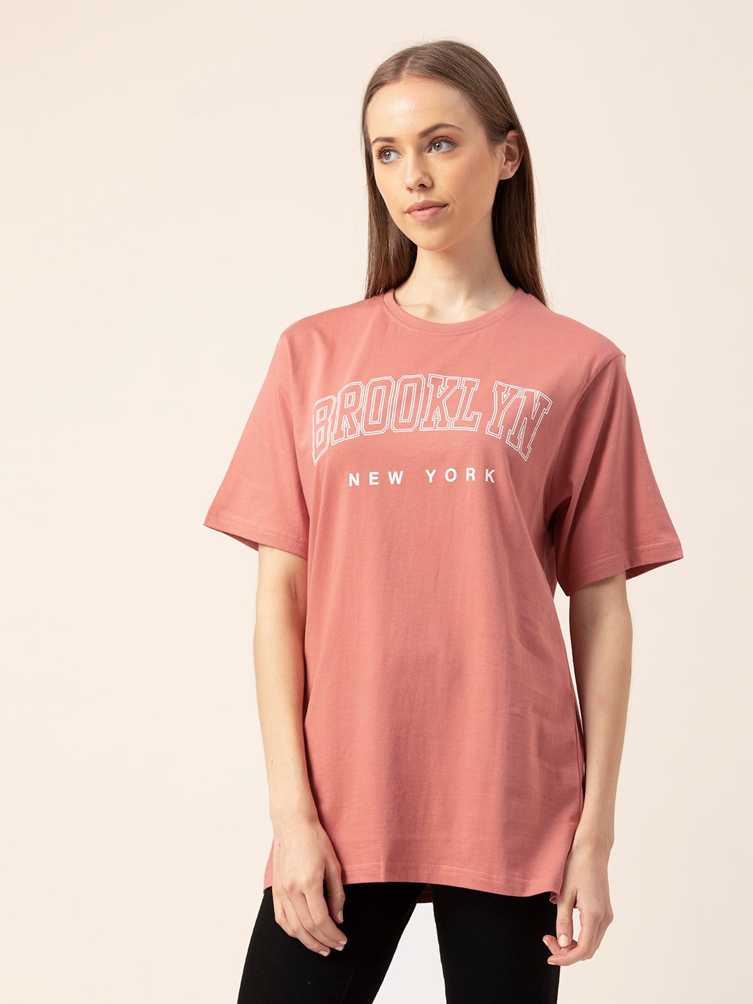 Side angle of Brooklyn graphic t-shirt