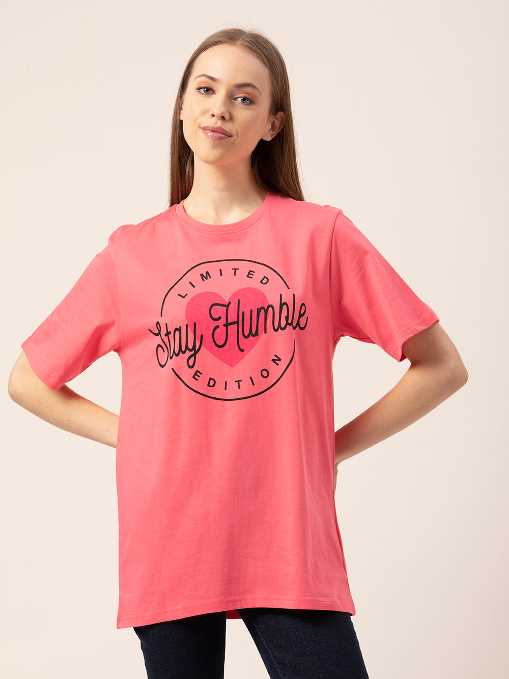 Stay Humble graphic tee oversized fit lifestyle shot