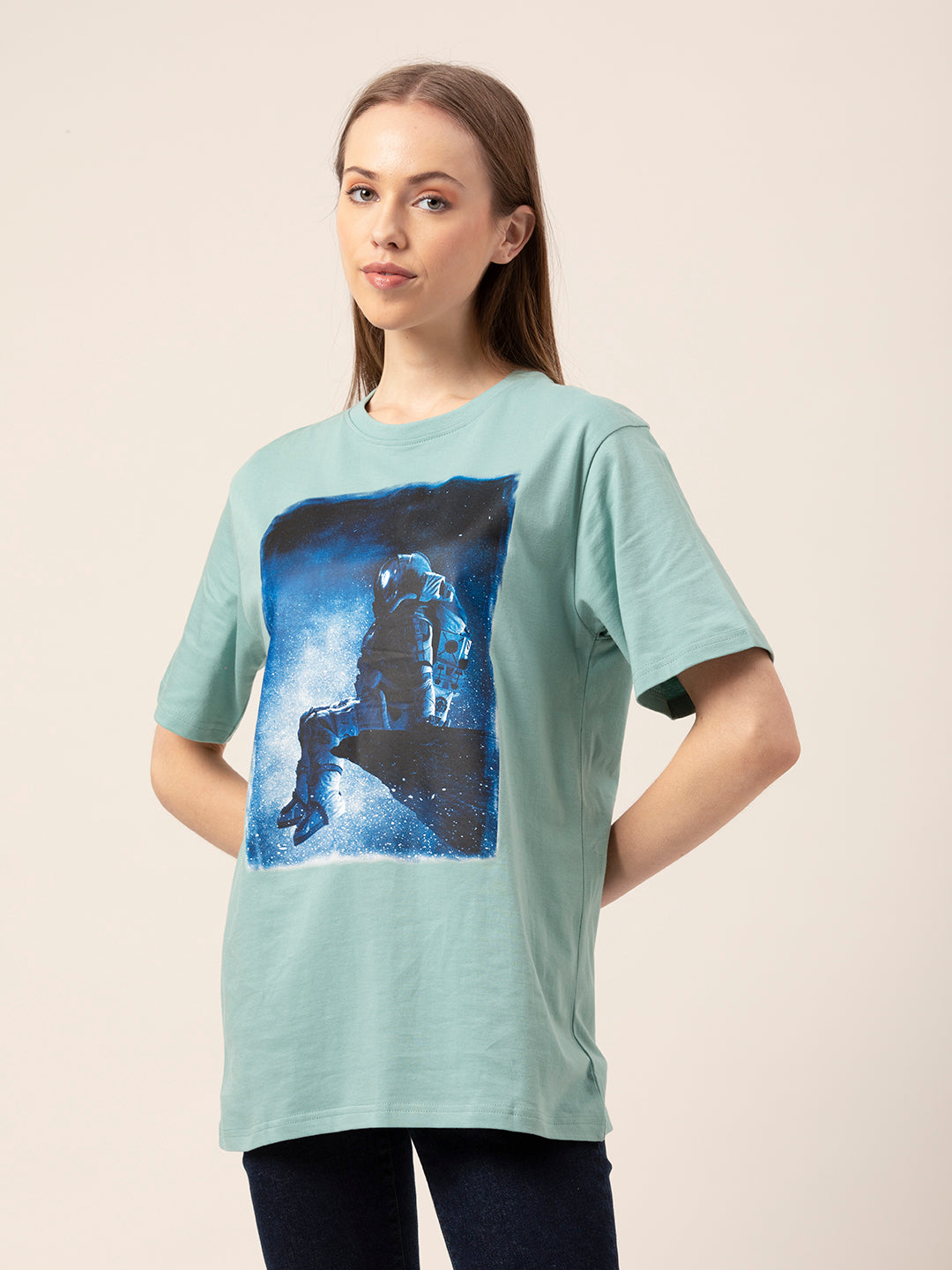 Back view of Astronaut oversized t-shirt