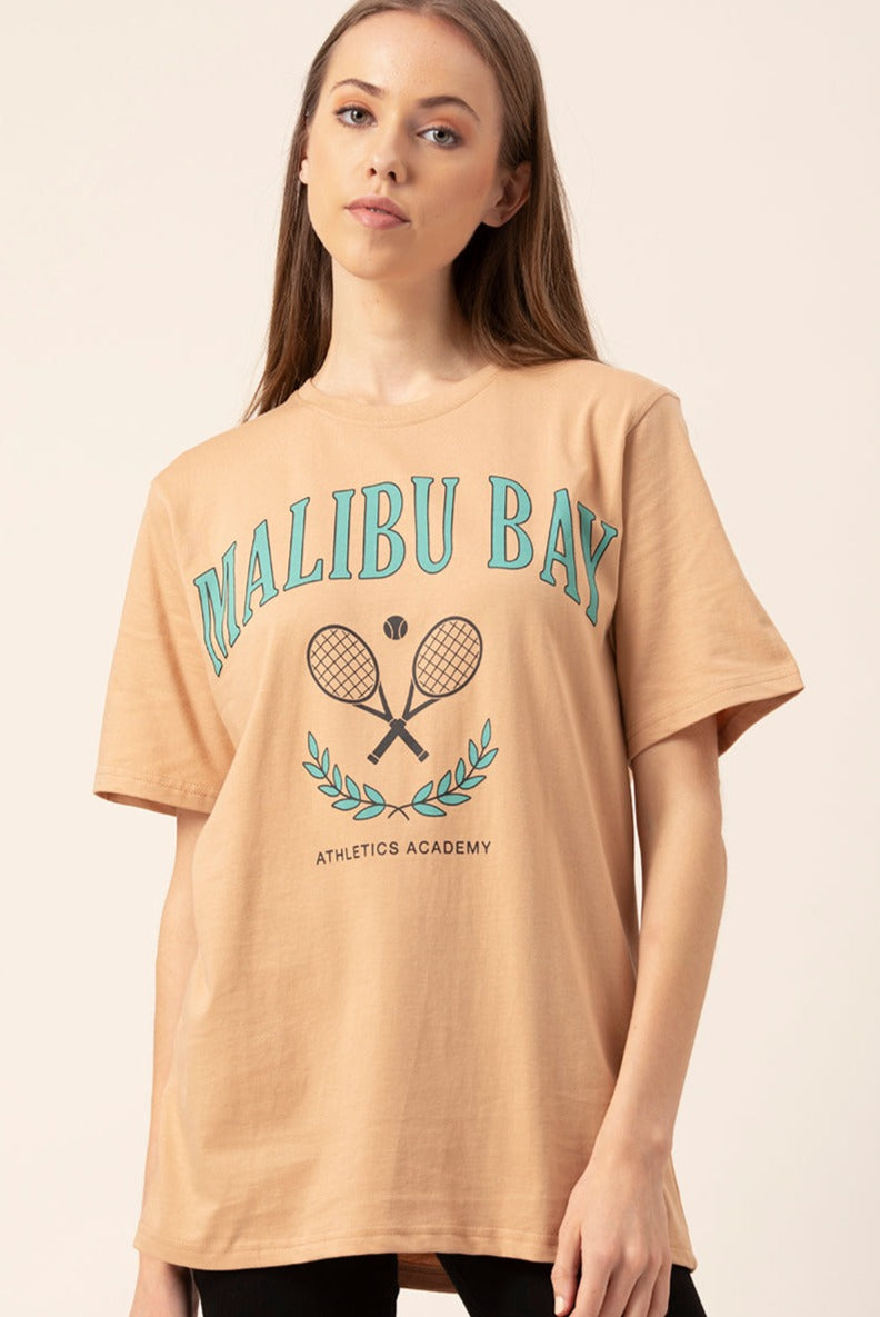 Malibu Bay oversized graphic t-shirt for women front view