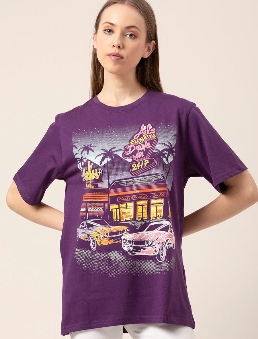 Front view of Cars oversized cotton t-shirt
