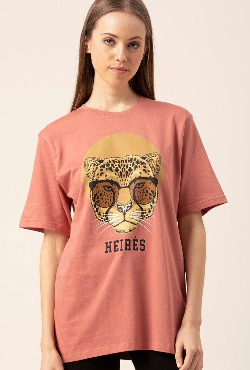 Front view of Heires oversized cotton t-shirt