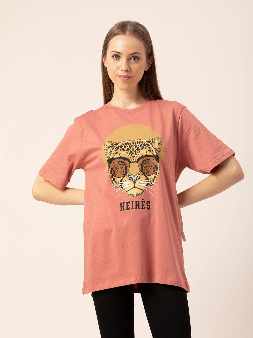 Side view of Heires oversized t-shirt