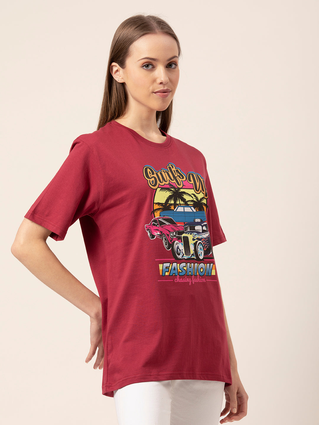 Back view of Surf Up oversized t-shirt