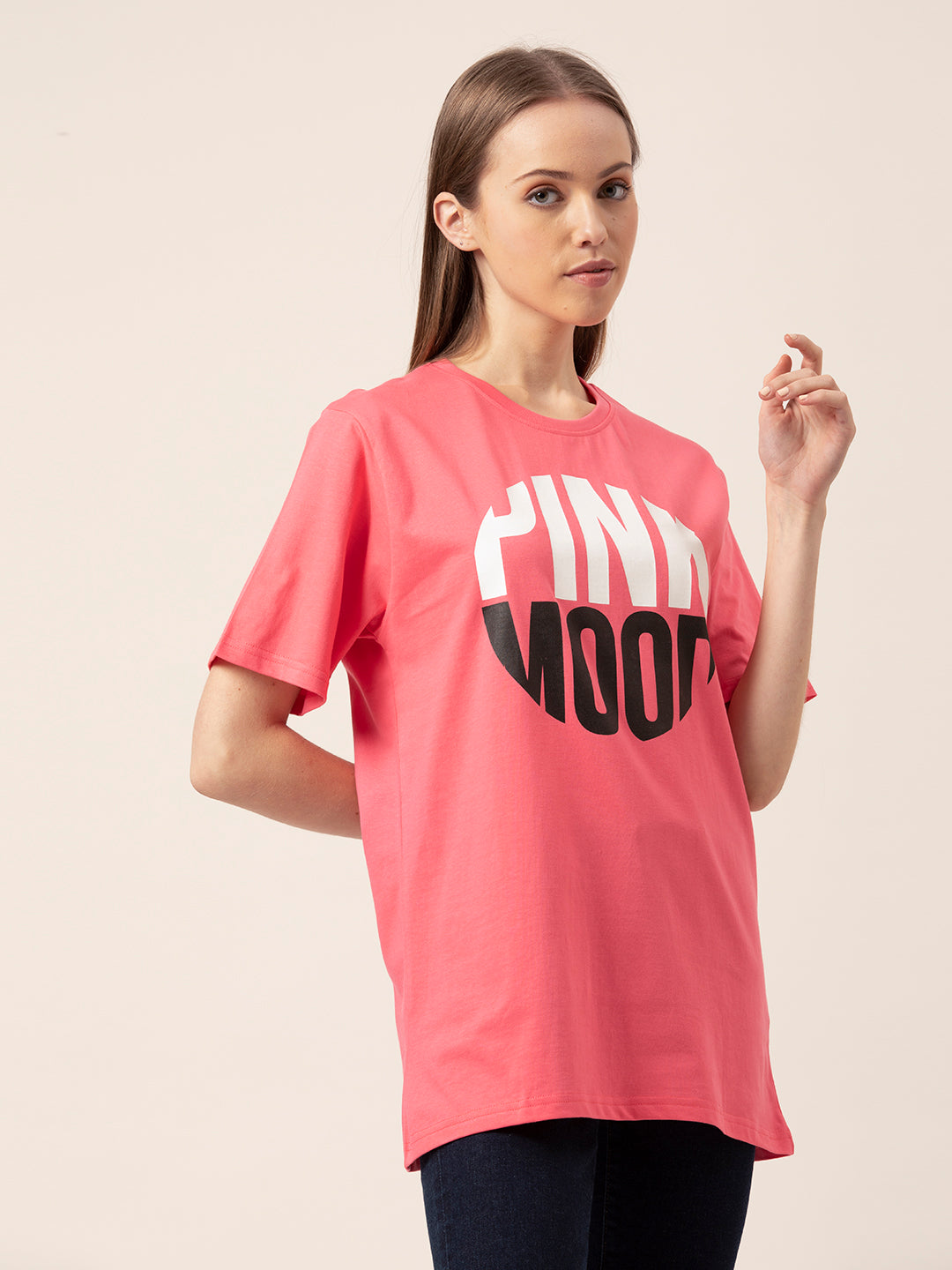 Pink Mood oversized t-shirt side view