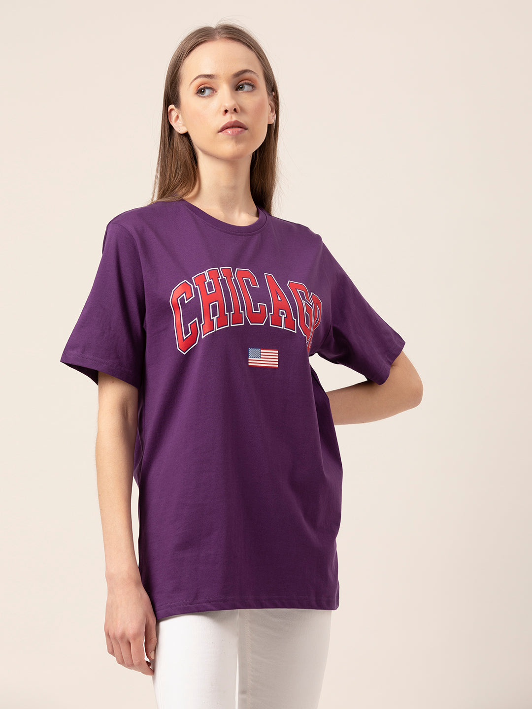 Chicago oversized t-shirt drop shoulder side view