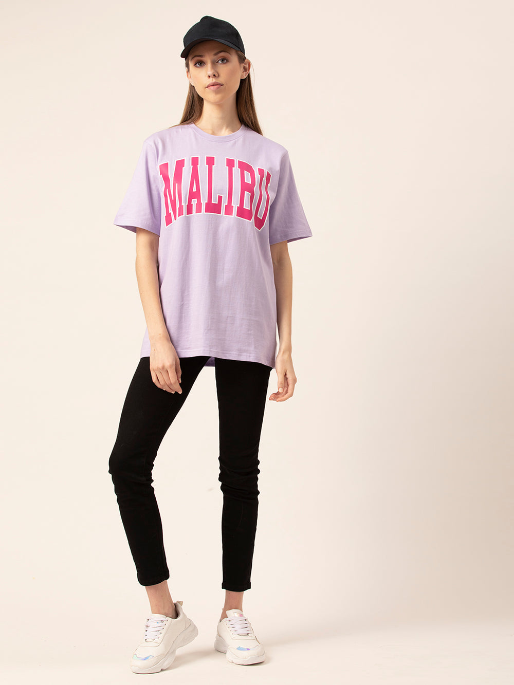 Side view of Malibu oversized cotton t-shirt