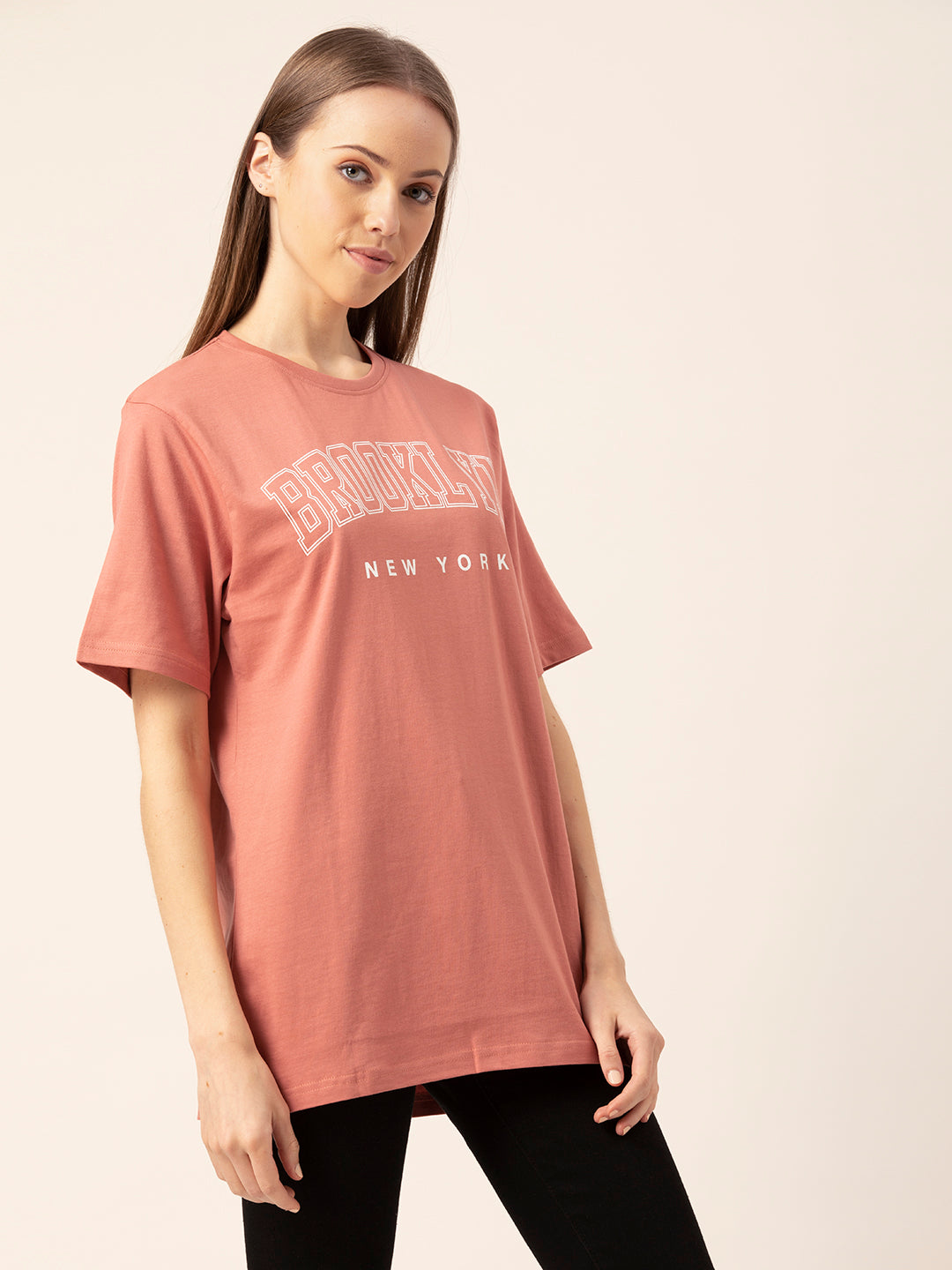 Detail shot of round neck on Brooklyn tee