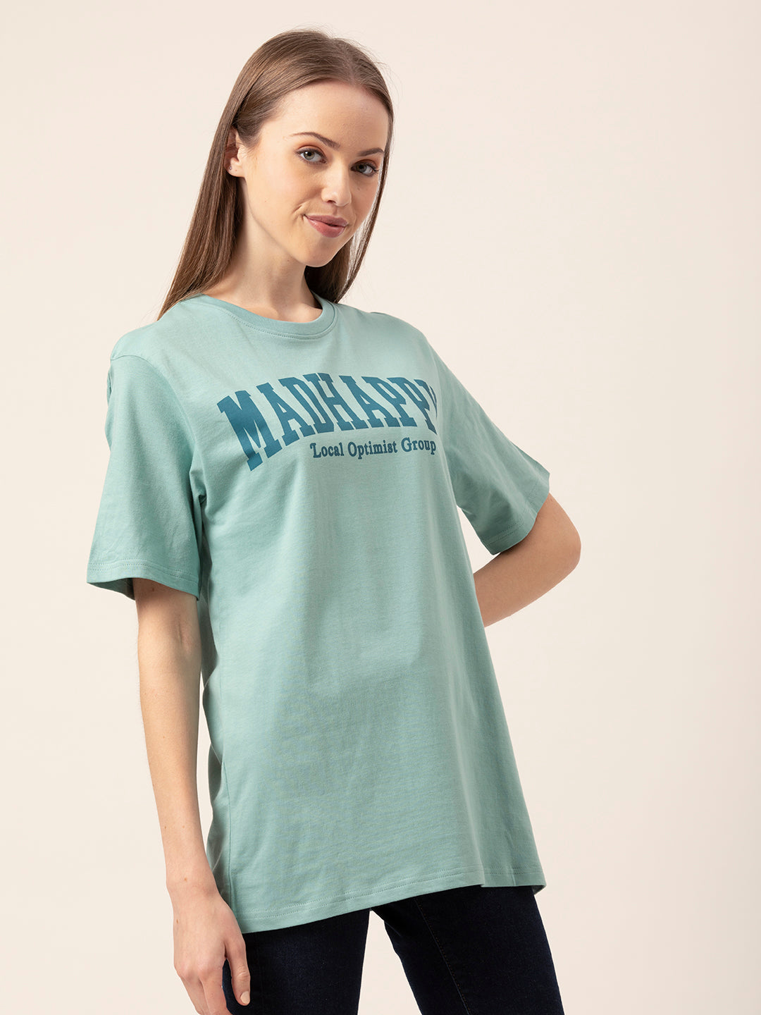 Side angle of Madhappy graphic t-shirt