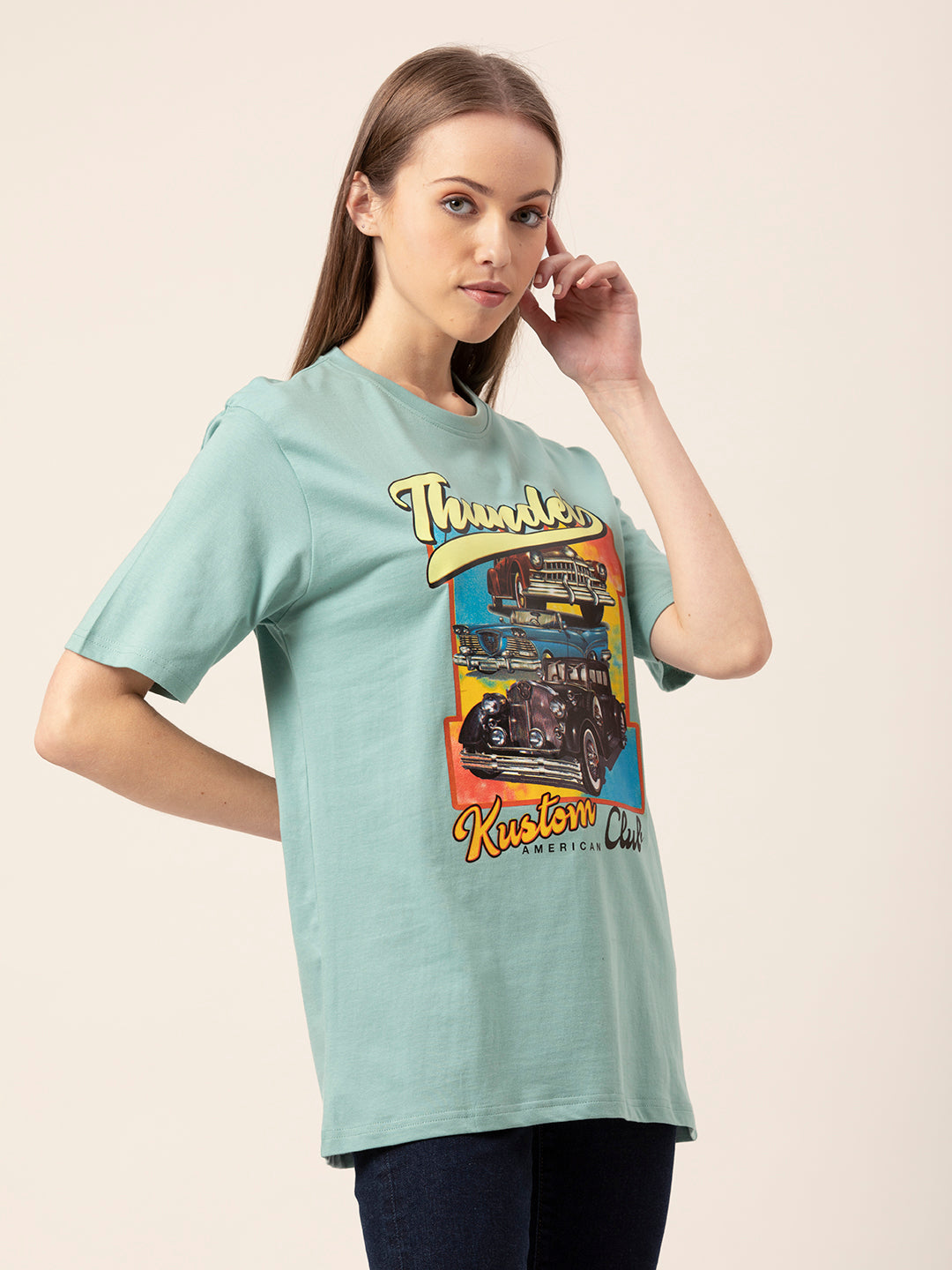 Back view of Thunder Kustum oversized t-shirt