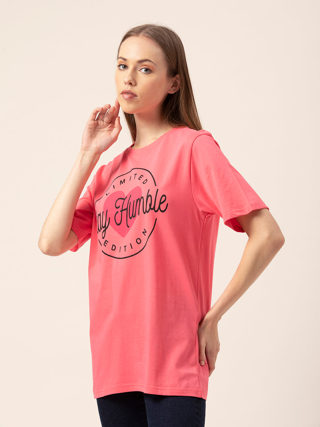 Stay Humble graphic tee back view oversized fit