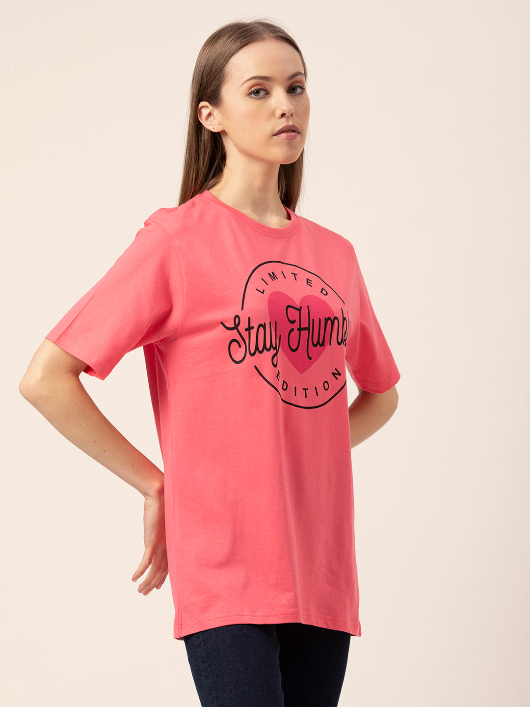 Stay Humble oversized t-shirt cotton fabric texture