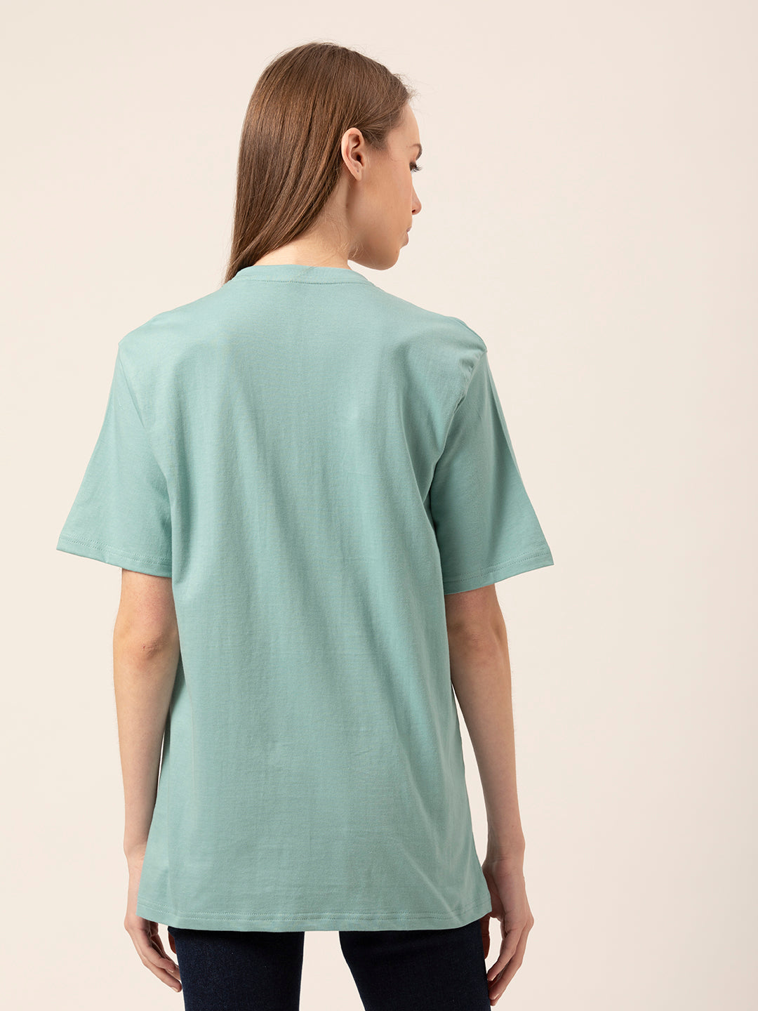 Detail shot of round neck on Thunder Kustum tee