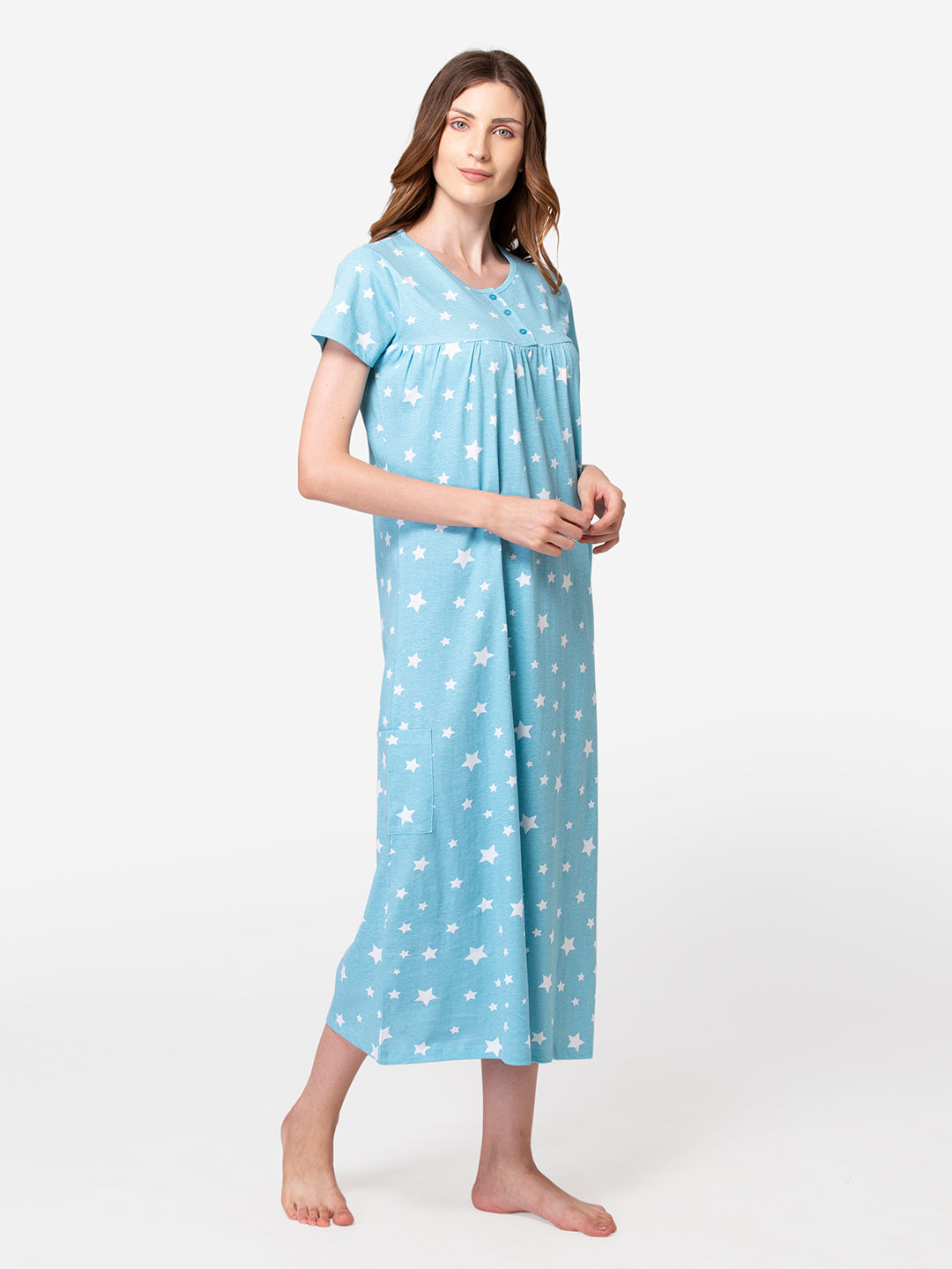 Sky blue cotton nightgown fabric texture