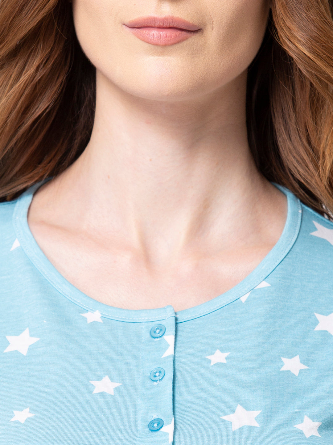 Sky blue cotton nightgown styled outfit